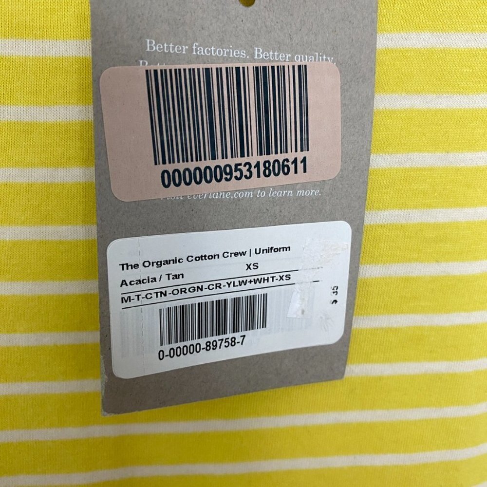 Everlane The Organic Cotton Crew T Shirt Mens XS‎ Yellow White Striped - Picture 3 of 7